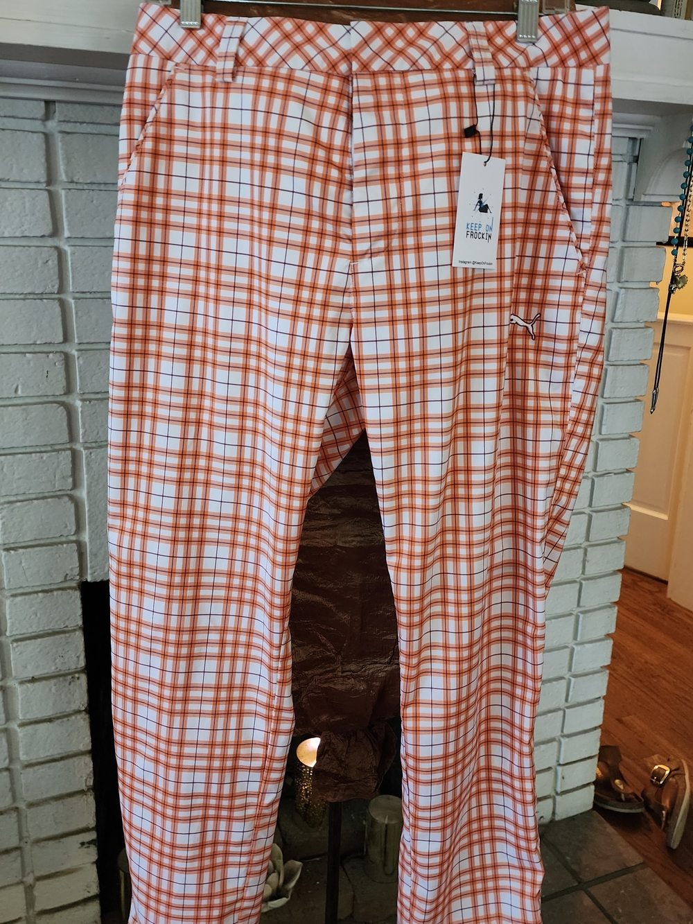 Puma Orange Plaid Performance Chinos